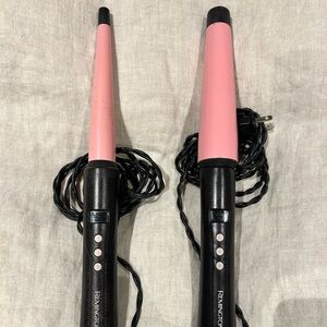 The Remington Pro 1"-1½" wand and it’s baby sister 1/2”-1” ceramic curling wand